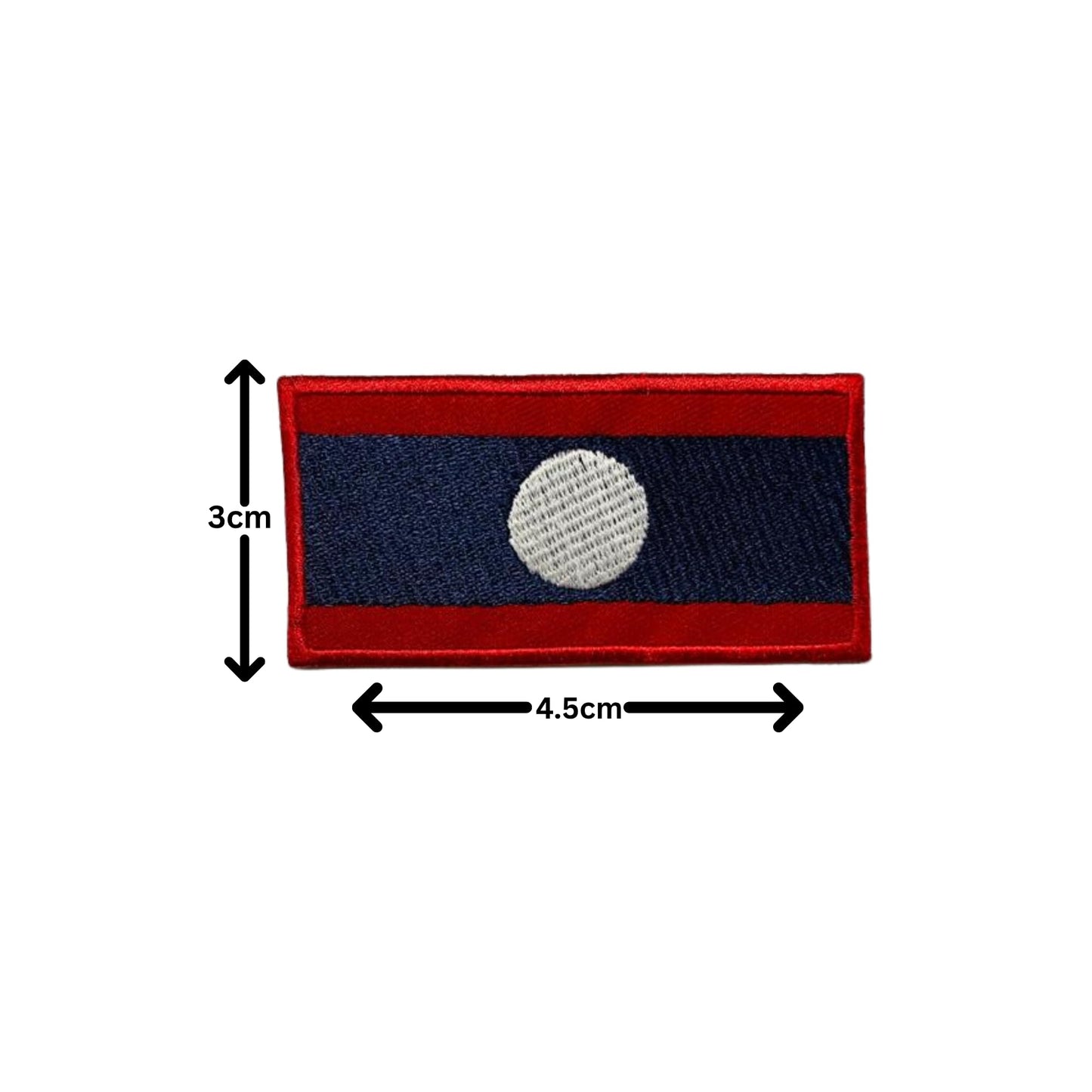 Laos Flag Embroidered Patch Set, Iron-On or Sew-On Applique Badges, Rectangle Shield Round Heart Shapes, for Jackets, Backpacks, Hats, Uniforms and Various Sizes