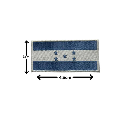 Honduras Flag Embroidered Patch Set, Iron-On or Sew-On Applique Badges, Rectangle Shield Round Heart Shapes, for Jackets, Backpacks, Hats, Uniforms and Various Sizes