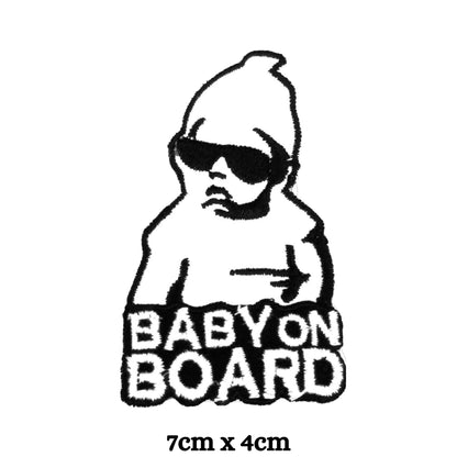 Baby On Board Embroidery Iron-On Patches for Clothing Sew-On Applique for DIY Crafts Denim Jackets Jeans Backpacks
