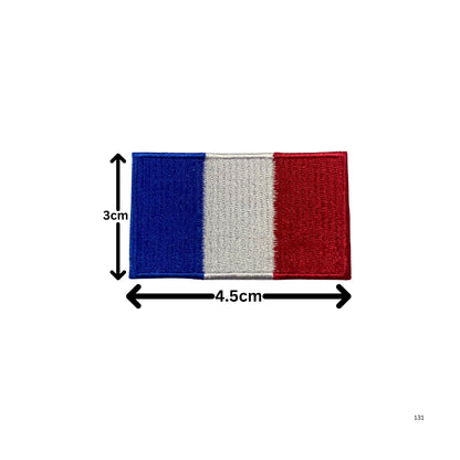 BeBuz France Flag Embroidered Patches, Iron-On/Sew-On Applique, Shield, Round, Heart and Rectangle Flag Badges for Jackets, Bags, Uniforms, Various Sizes