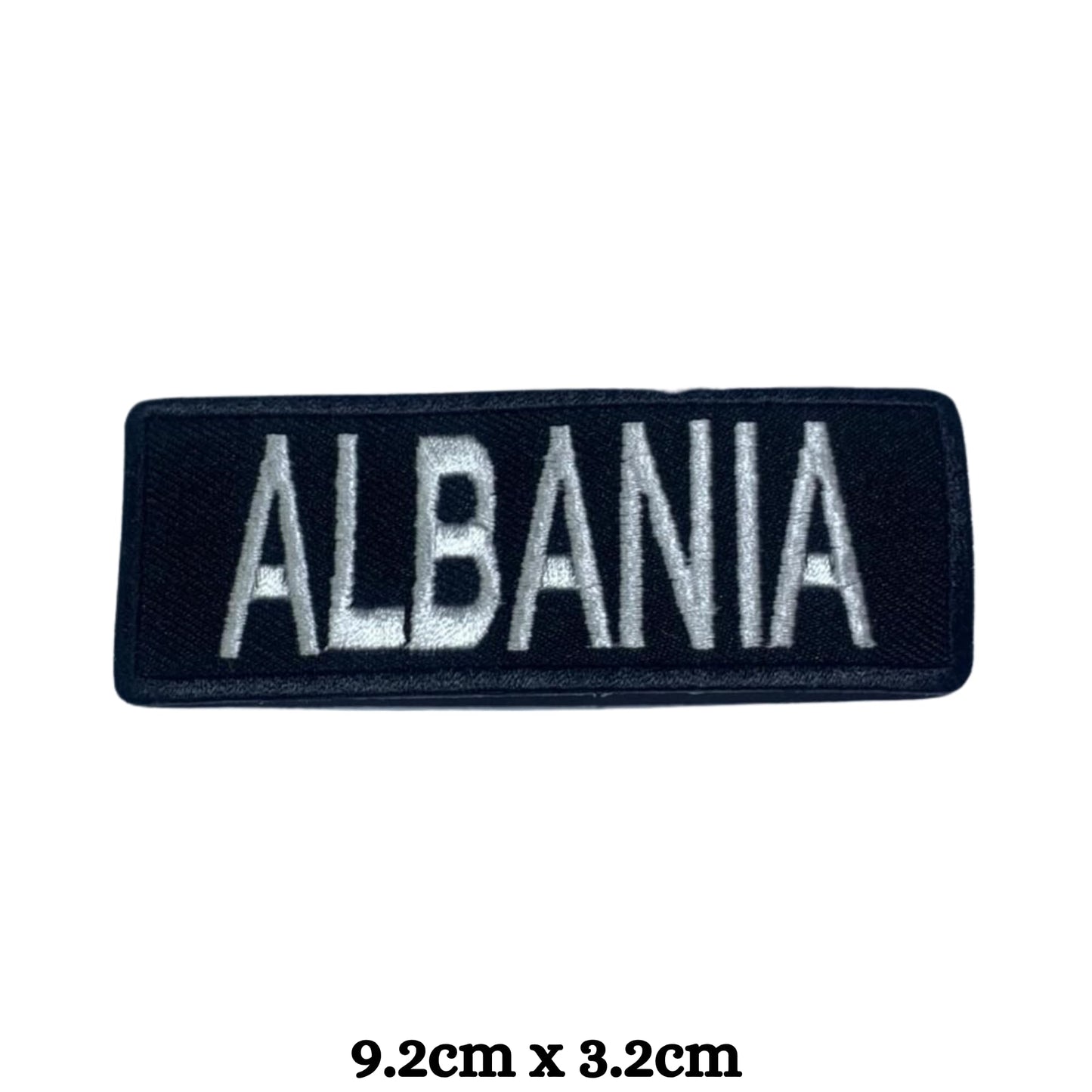 Albania Flag Embroidered Patch Set, Iron-On or Sew-On Applique Badges, Rectangle Shield Round Heart Shapes, for Jackets, Backpacks, Hats, Uniforms and Various Sizes