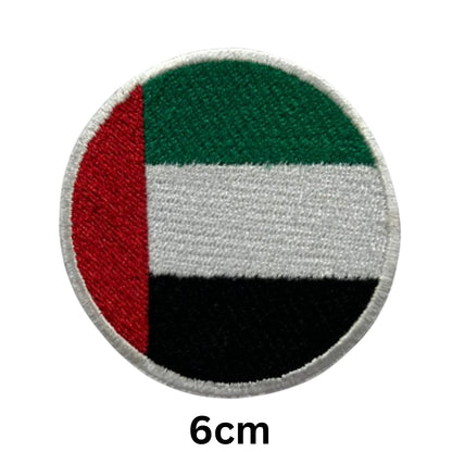 Unied Arab Emirates Flag Embroidered Patch Set, Iron-On or Sew-On Applique Badges, Rectangle Shield Round Heart Shapes, for Jackets, Backpacks, Hats, Uniforms and Various Sizes