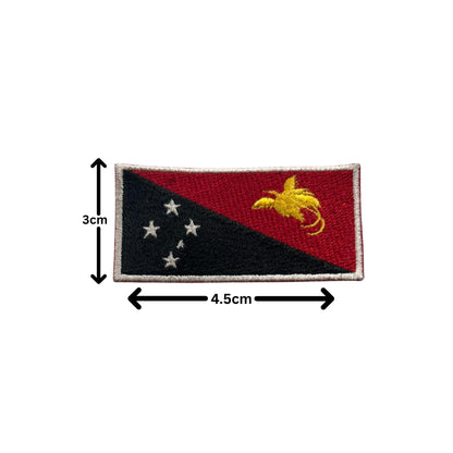 Papua New Guine Flag Embroidered Patch Set, Iron-On or Sew-On Applique Badges, Rectangle Shield Round Heart Shapes, for Jackets, Backpacks, Hats, Uniforms and Various Sizes