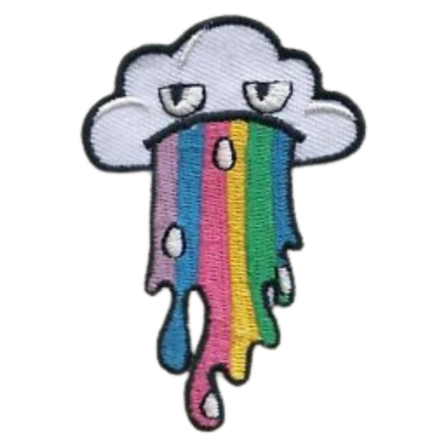 Cloud Sick Rainbow Embroidery Iron-On Patches for Clothing Sew-On Applique for DIY Crafts Denim Jackets Jeans Backpacks