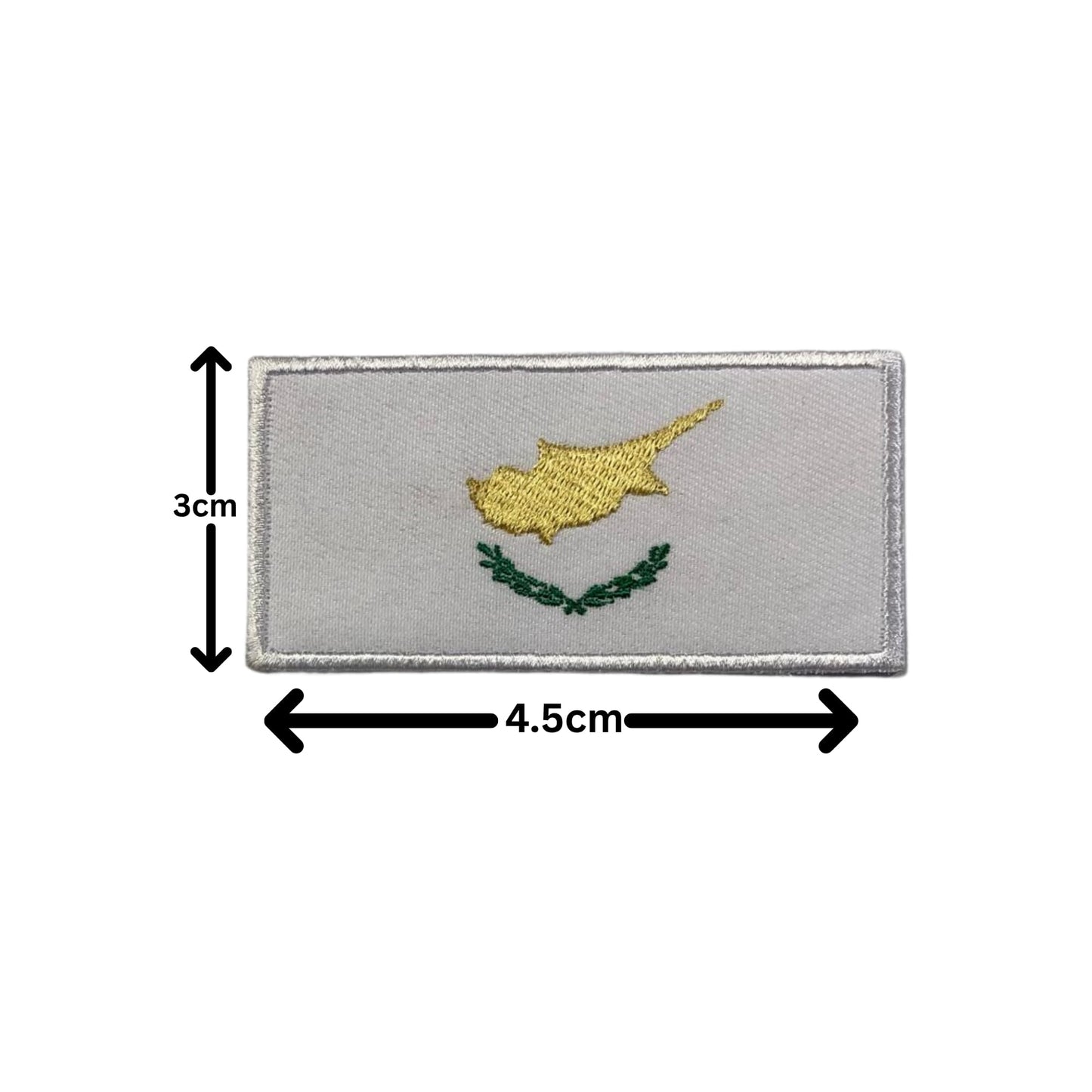Cyprus Flag Embroidered Patch Set, Iron-On or Sew-On Applique Badges, Rectangle Shield Round Heart Shapes, for Jackets, Backpacks, Hats, Uniforms and Various Sizes