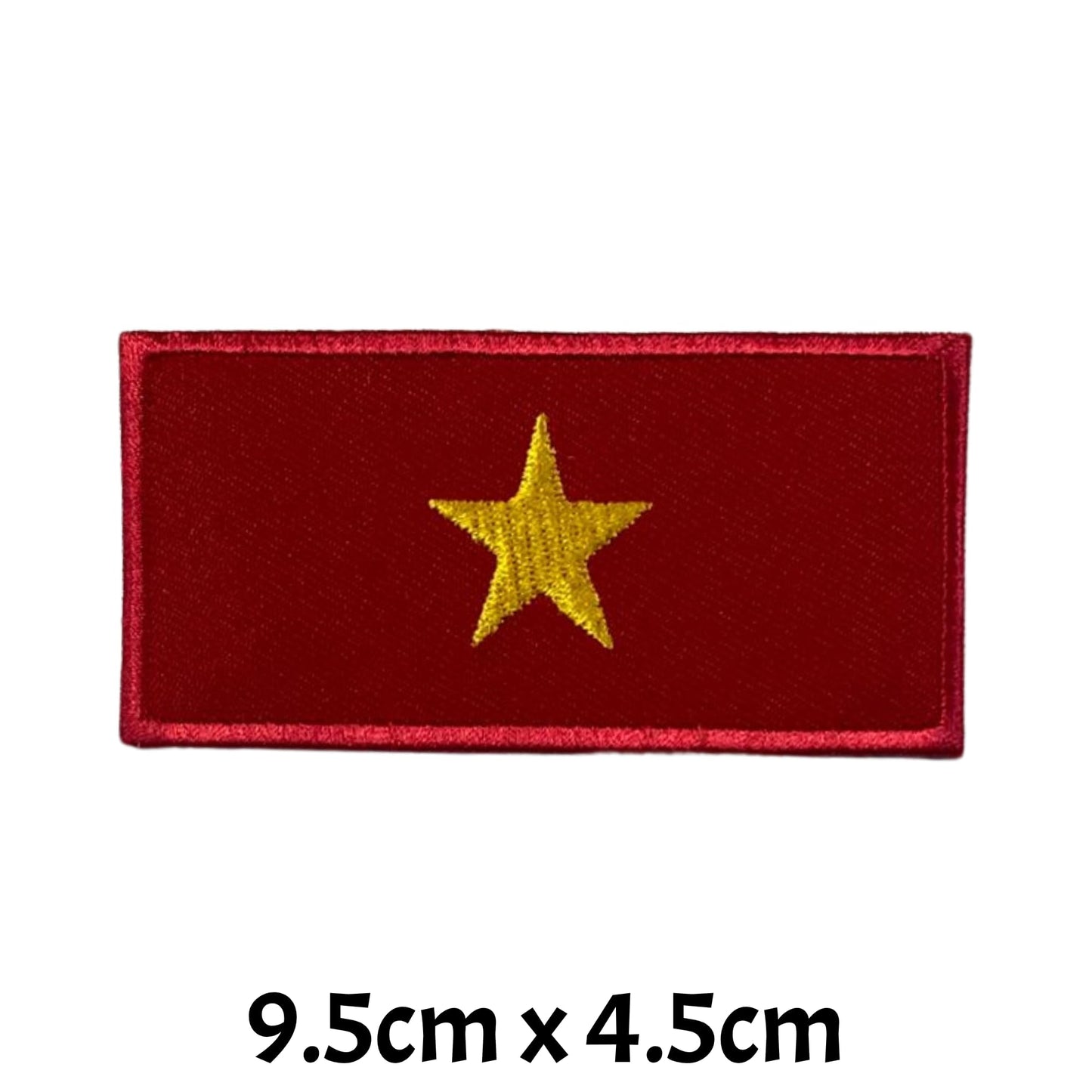 Vietnam Flag Embroidered Patch Set, Iron-On or Sew-On Applique Badges, Rectangle Shield Round Heart Shapes, for Jackets, Backpacks, Hats, Uniforms and Various Sizes
