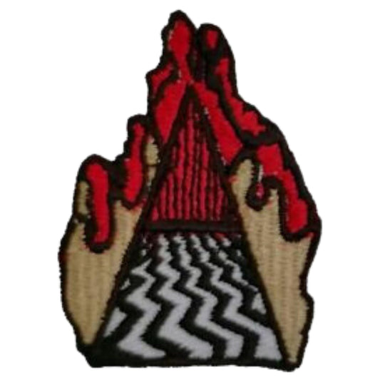 Fire Road to Hell Embroidery Iron-On Patches for Clothing Sew-On Applique for DIY Crafts Denim Jackets Jeans Backpacks
