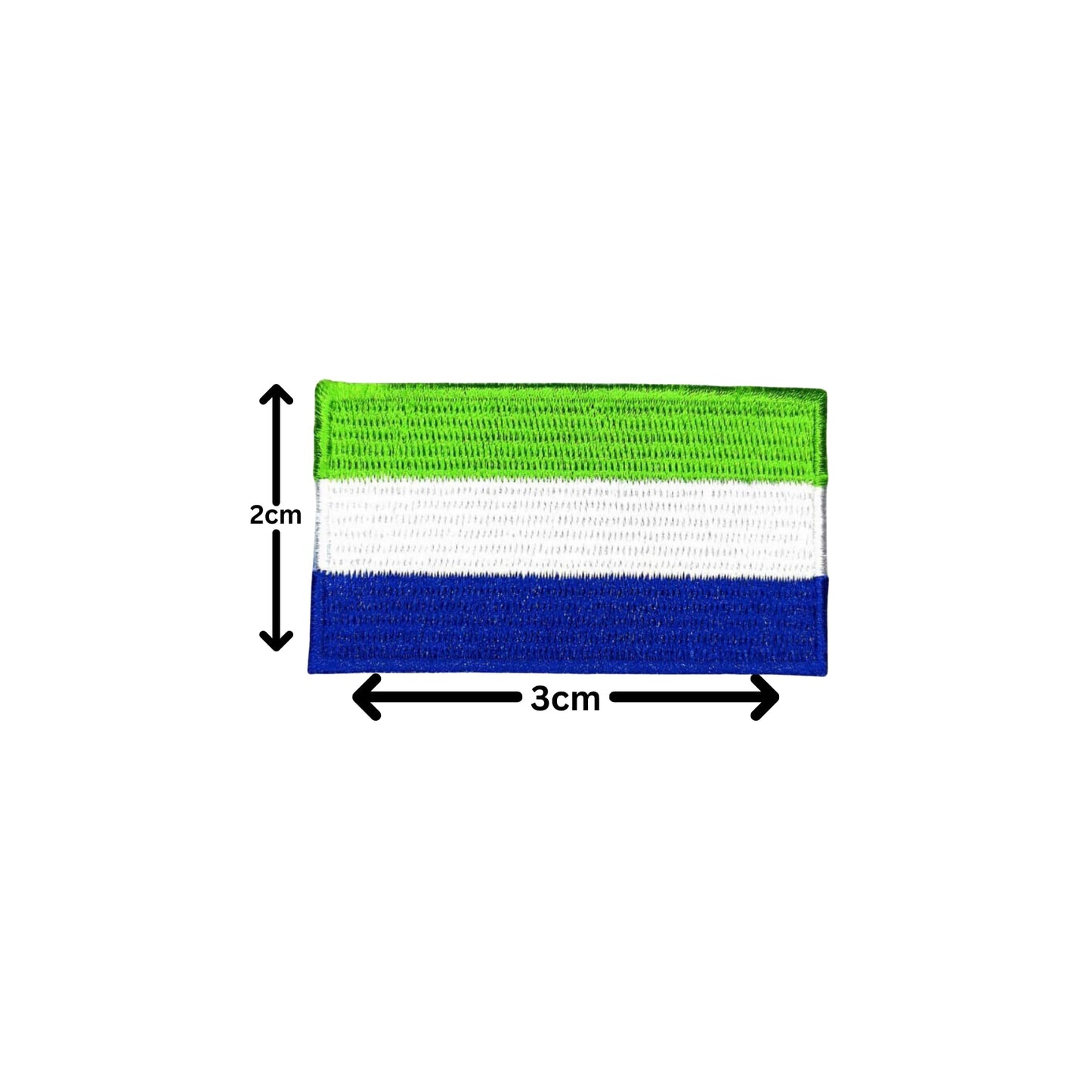 Sierra Leone Flag Embroidered Patch Set, Iron-On or Sew-On Applique Badges, Rectangle Shield Round Heart Shapes, for Jackets, Backpacks, Hats, Uniforms and Various Sizes
