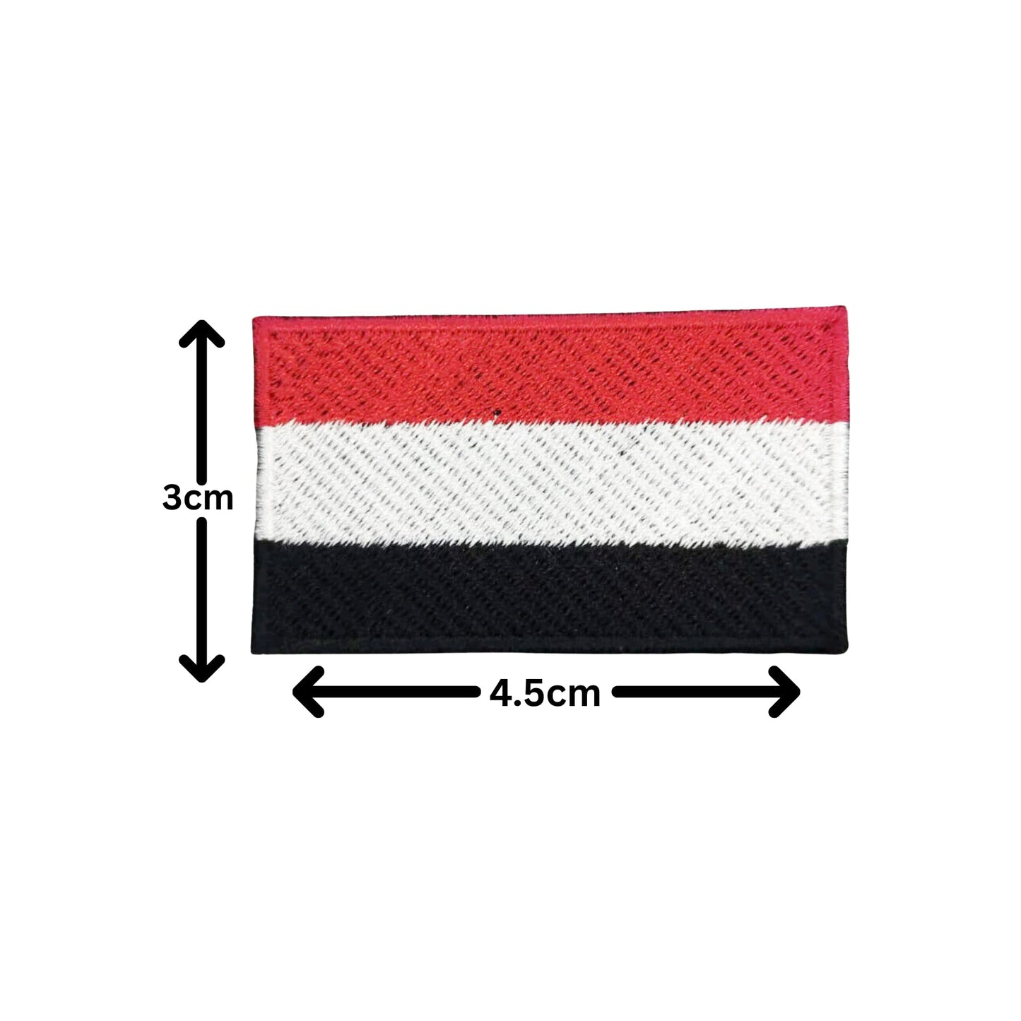Yemen Flag Embroidered Patch Set, Iron-On or Sew-On Applique Badges, Rectangle Shield Round Heart Shapes, for Jackets, Backpacks, Hats, Uniforms and Various Sizes