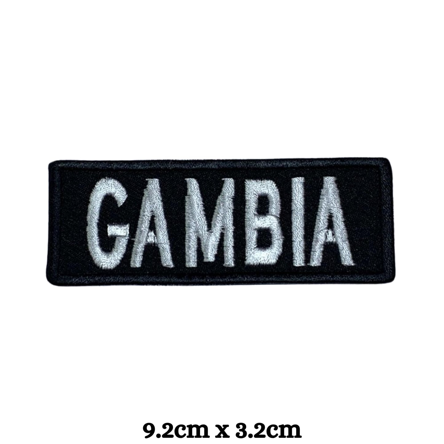 Gambia Flag Embroidered Patch Set, Iron-On or Sew-On Applique Badges, Rectangle Shield Round Heart Shapes, for Jackets, Backpacks, Hats, Uniforms and Various Sizes