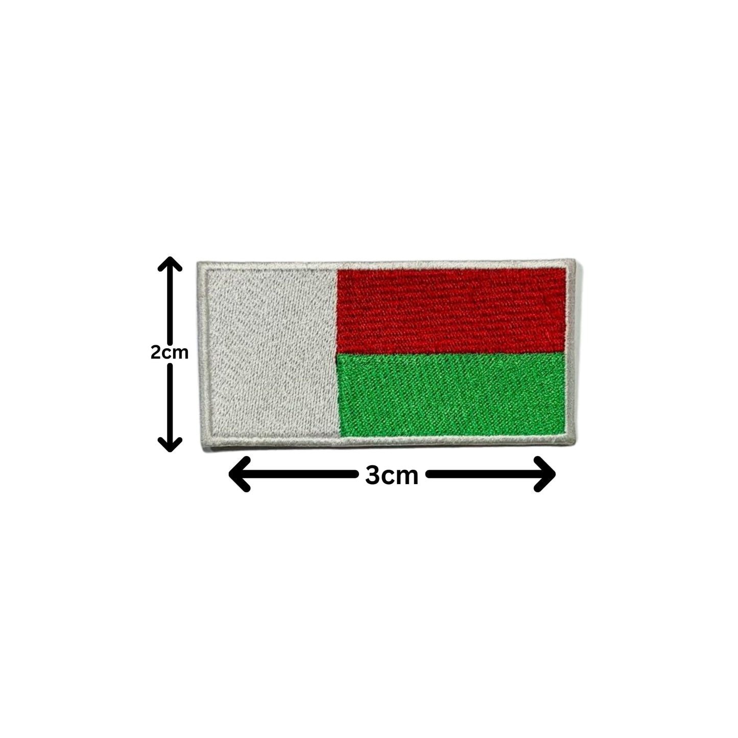 Madagascar Flag Embroidered Patch Set, Iron-On or Sew-On Applique Badges, Rectangle Shield Round Heart Shapes, for Jackets, Backpacks, Hats, Uniforms and Various Sizes