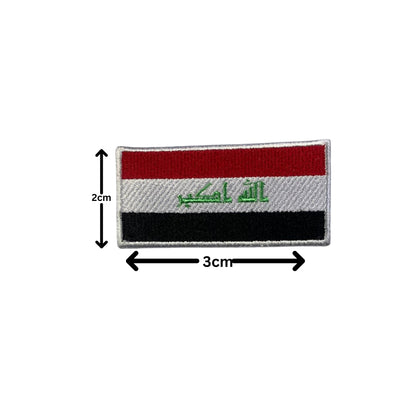 Iraq Flag Embroidered Patch Set, Iron-On or Sew-On Applique Badges, Rectangle Shield Round Heart Shapes, for Jackets, Backpacks, Hats, Uniforms and Various Sizes