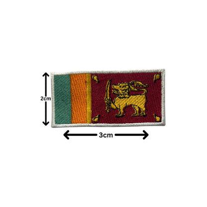 Sri Lanka Flag Embroidered Patch Set, Iron-On or Sew-On Applique Badges, Rectangle Shield Round Heart Shapes, for Jackets, Backpacks, Hats, Uniforms and Various Sizes