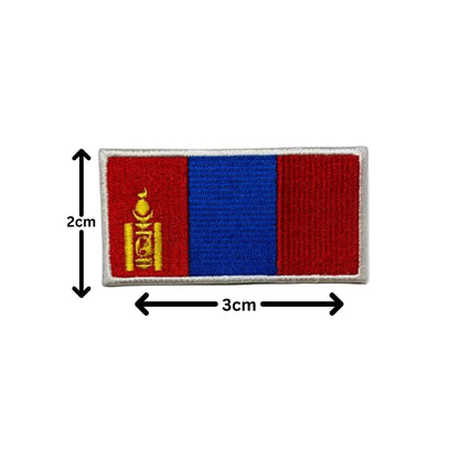 Mongolia Flag Embroidered Patch Set, Iron-On or Sew-On Applique Badges, Rectangle Shield Round Heart Shapes, for Jackets, Backpacks, Hats, Uniforms and Various Sizes