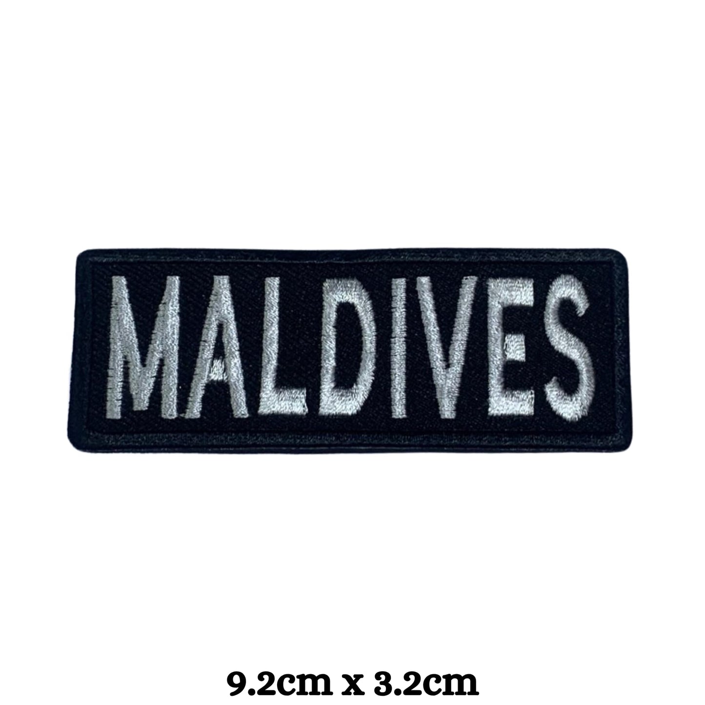 Maldives Flag Embroidered Patch Set, Iron-On or Sew-On Applique Badges, Rectangle Shield Round Heart Shapes, for Jackets, Backpacks, Hats, Uniforms and Various Sizes