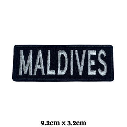 Maldives Flag Embroidered Patch Set, Iron-On or Sew-On Applique Badges, Rectangle Shield Round Heart Shapes, for Jackets, Backpacks, Hats, Uniforms and Various Sizes