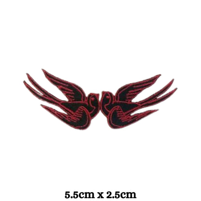 Flying Swallow Birds Pair Love Embroidery Iron-On Patches for Clothing Sew-On Applique for DIY Crafts Denim Jackets Jeans Backpacks