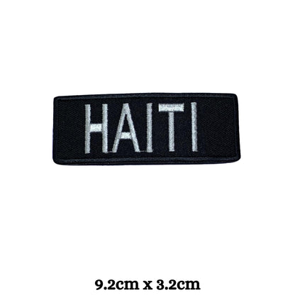 Haiti Flag Embroidered Patch Set, Iron-On or Sew-On Applique Badges, Rectangle Shield Round Heart Shapes, for Jackets, Backpacks, Hats, Uniforms and Various Sizes