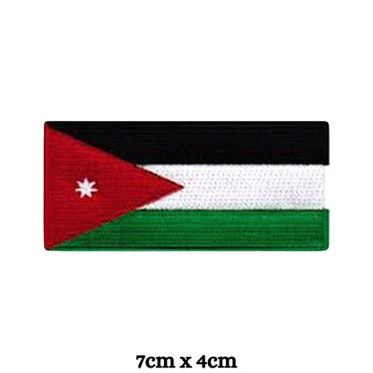 Jordan Flag Embroidered Patches, Iron-On/Sew-On Applique, Shield, Round, Heart and Rectangle Flag Badges for Jackets, Bags, Uniforms, Various Sizes