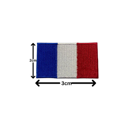 BeBuz France Flag Embroidered Patches, Iron-On/Sew-On Applique, Shield, Round, Heart and Rectangle Flag Badges for Jackets, Bags, Uniforms, Various Sizes