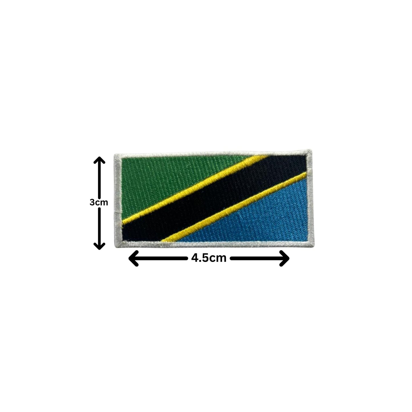 Tanzania Flag Embroidered Patch Set, Iron-On or Sew-On Applique Badges, Rectangle Shield Round Heart Shapes, for Jackets, Backpacks, Hats, Uniforms and Various Sizes