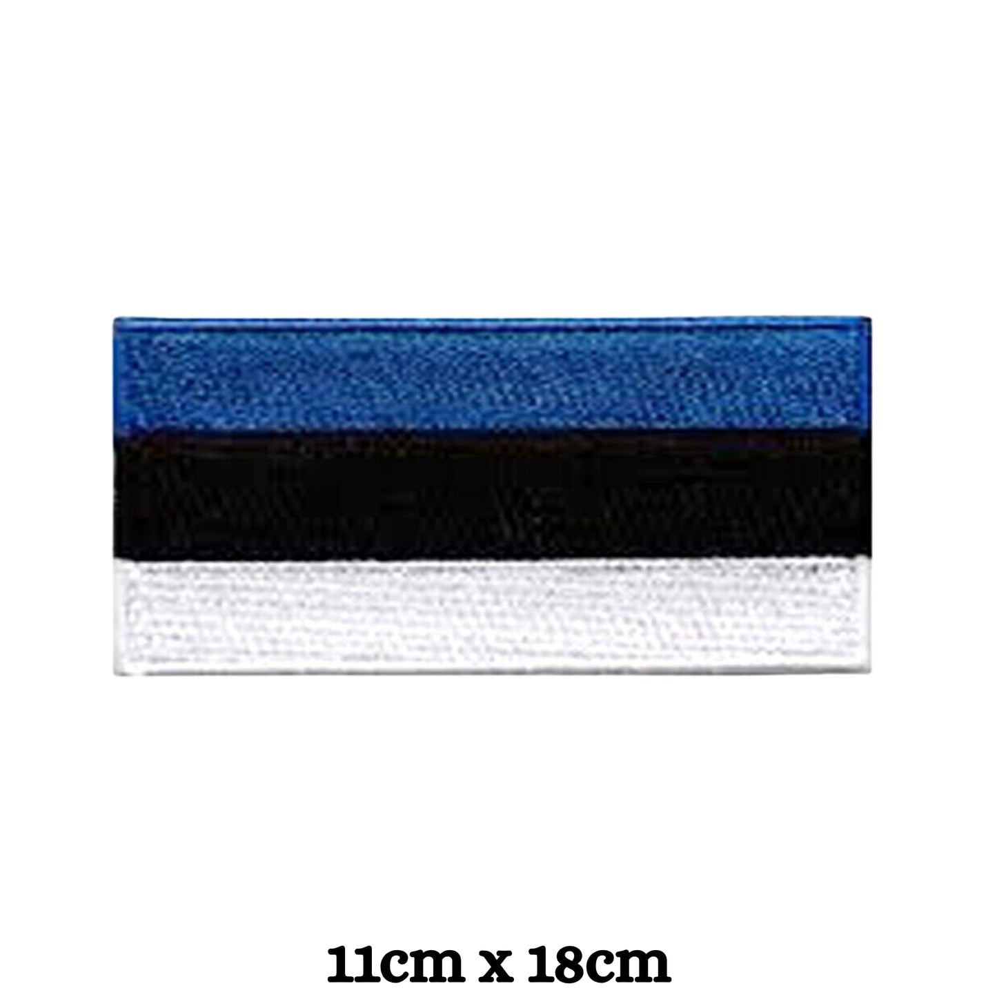 Estonia Flag Embroidered Patch Set, Iron-On or Sew-On Applique Badges, Rectangle Shield Round Heart Shapes, for Jackets, Backpacks, Hats, Uniforms and Various Sizes