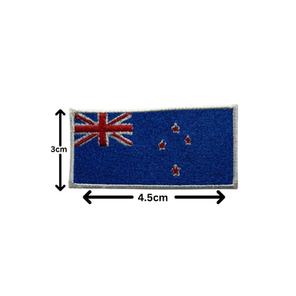 New Zealand Flag Embroidered Patch Set, Iron-On or Sew-On Applique Badges, Rectangle Shield Round Heart Shapes, for Jackets, Backpacks, Hats, Uniforms and Various Sizes