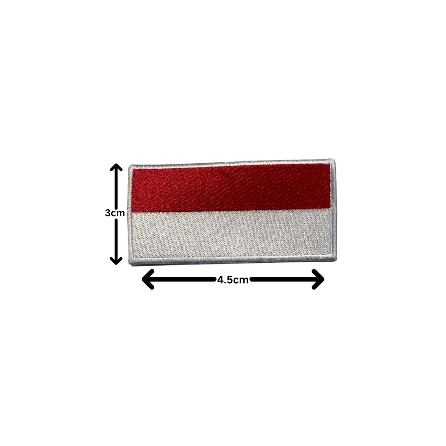 Indonesia Flag Embroidered Patch Set, Iron-On or Sew-On Applique Badges, Rectangle Shield Round Heart Shapes, for Jackets, Backpacks, Hats, Uniforms and Various Sizes