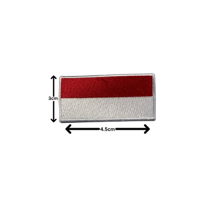 Indonesia Flag Embroidered Patch Set, Iron-On or Sew-On Applique Badges, Rectangle Shield Round Heart Shapes, for Jackets, Backpacks, Hats, Uniforms and Various Sizes