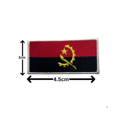 Angola Flag Embroidered Patches, Iron-On/Sew-On Applique, Shield, Round, Heart and Rectangle Flag Badges for Jackets, Bags, Uniforms, Various Sizes