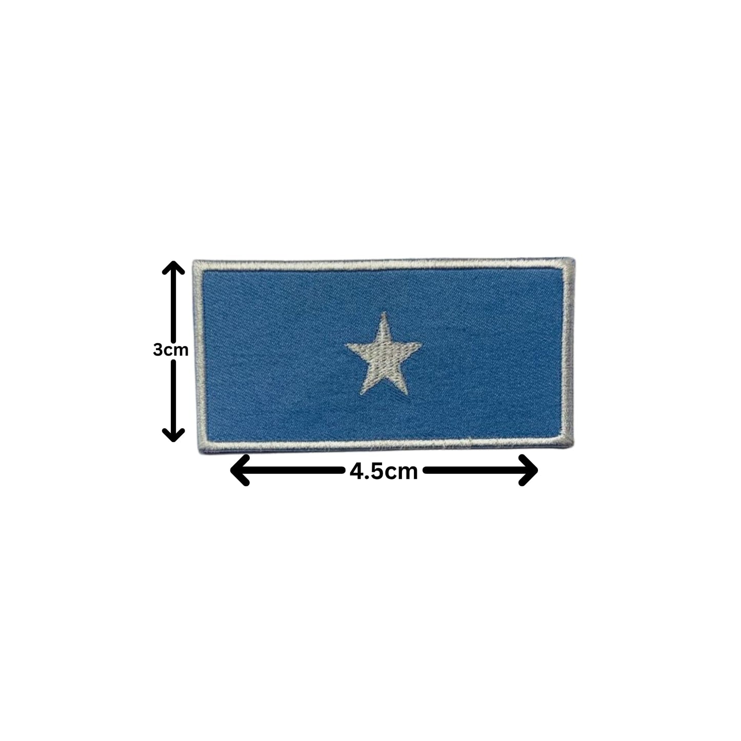 Somalia Flag Embroidered Patch Set, Iron-On or Sew-On Applique Badges, Rectangle Shield Round Heart Shapes, for Jackets, Backpacks, Hats, Uniforms and Various Sizes