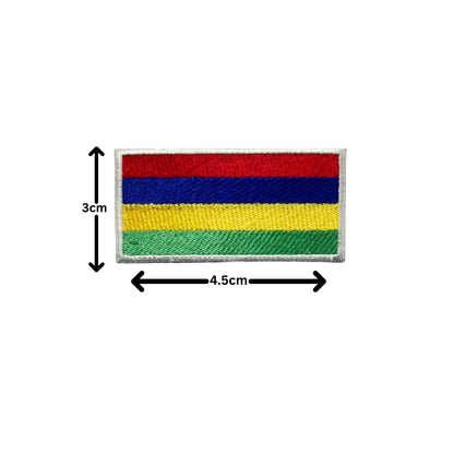 Mauritius Flag Embroidered Patch Set, Iron-On or Sew-On Applique Badges, Rectangle Shield Round Heart Shapes, for Jackets, Backpacks, Hats, Uniforms and Various Sizes