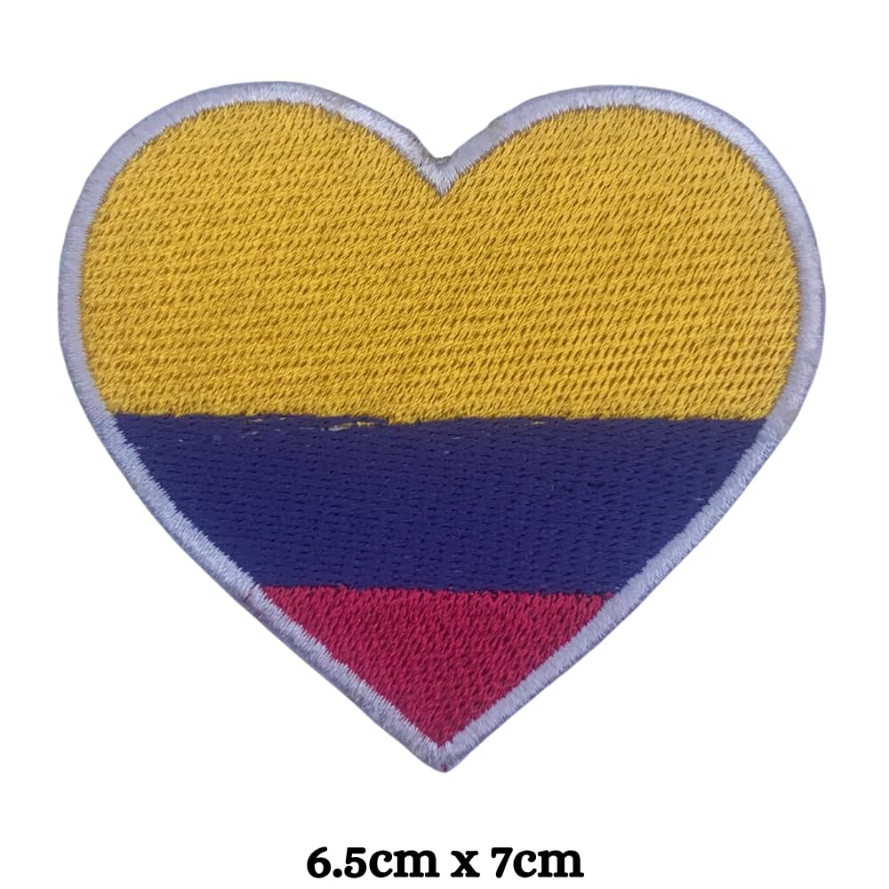 Colombia Flag Embroidered Patches, Iron-On/Sew-On Applique, Shield, Round, Heart and Rectangle Flag Badges for Jackets, Bags, Uniforms, Various Sizes
