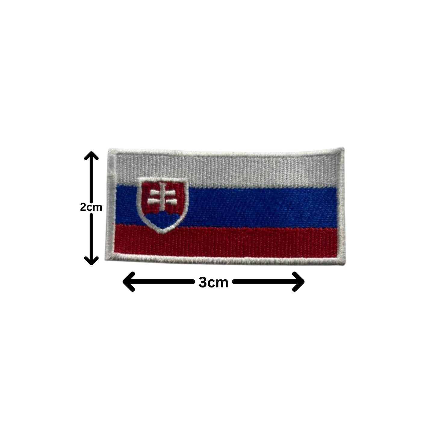 Slovakia Flag Embroidered Patch Set, Iron-On or Sew-On Applique Badges, Rectangle Shield Round Heart Shapes, for Jackets, Backpacks, Hats, Uniforms and Various Sizes