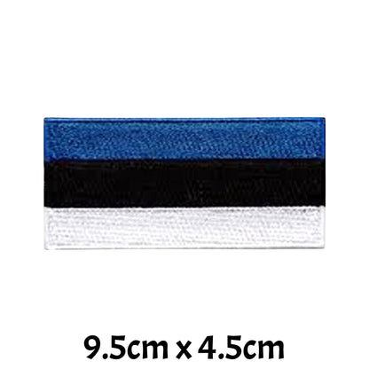 Estonia Flag Embroidered Patch Set, Iron-On or Sew-On Applique Badges, Rectangle Shield Round Heart Shapes, for Jackets, Backpacks, Hats, Uniforms and Various Sizes