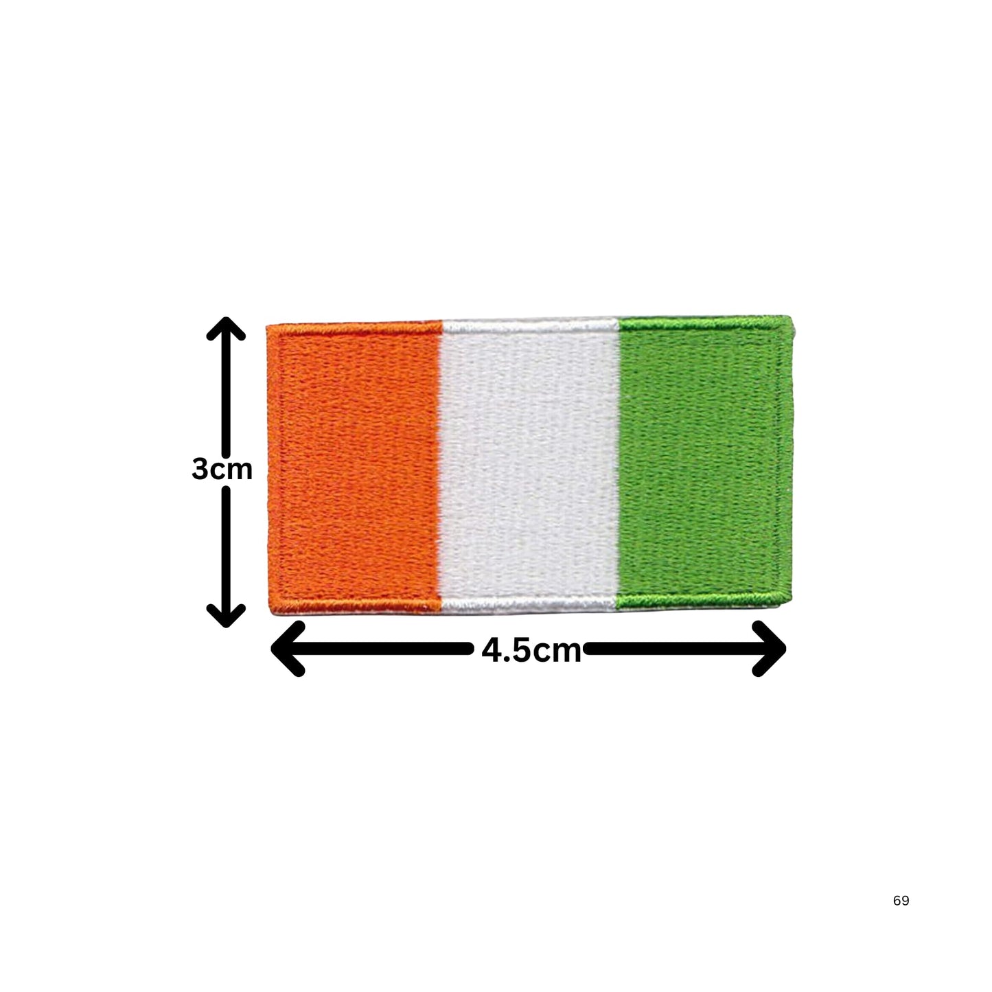 Cote D'Ivoire Flag Embroidered Patches, Iron-On/Sew-On Applique, Shield, Round, Heart and Rectangle Flag Badges for Jackets, Bags, Uniforms, Various Sizes