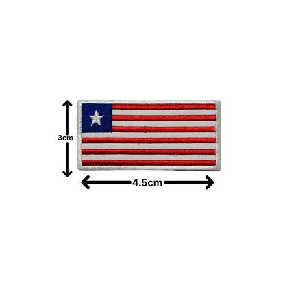 Liberia Flag Embroidered Patch Set, Iron-On or Sew-On Applique Badges, Rectangle Shield Round Heart Shapes, for Jackets, Backpacks, Hats, Uniforms and Various Sizes