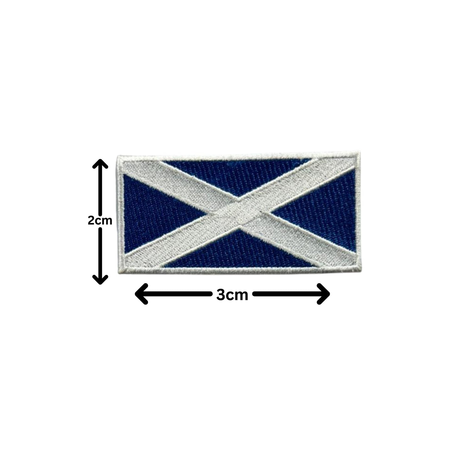 BeBuz Scotland Flag Embroidered Patches, Iron-On/Sew-On Applique, Shield, Round, Heart and Rectangle Flag Badges for Jackets, Bags, Uniforms, Various Sizes
