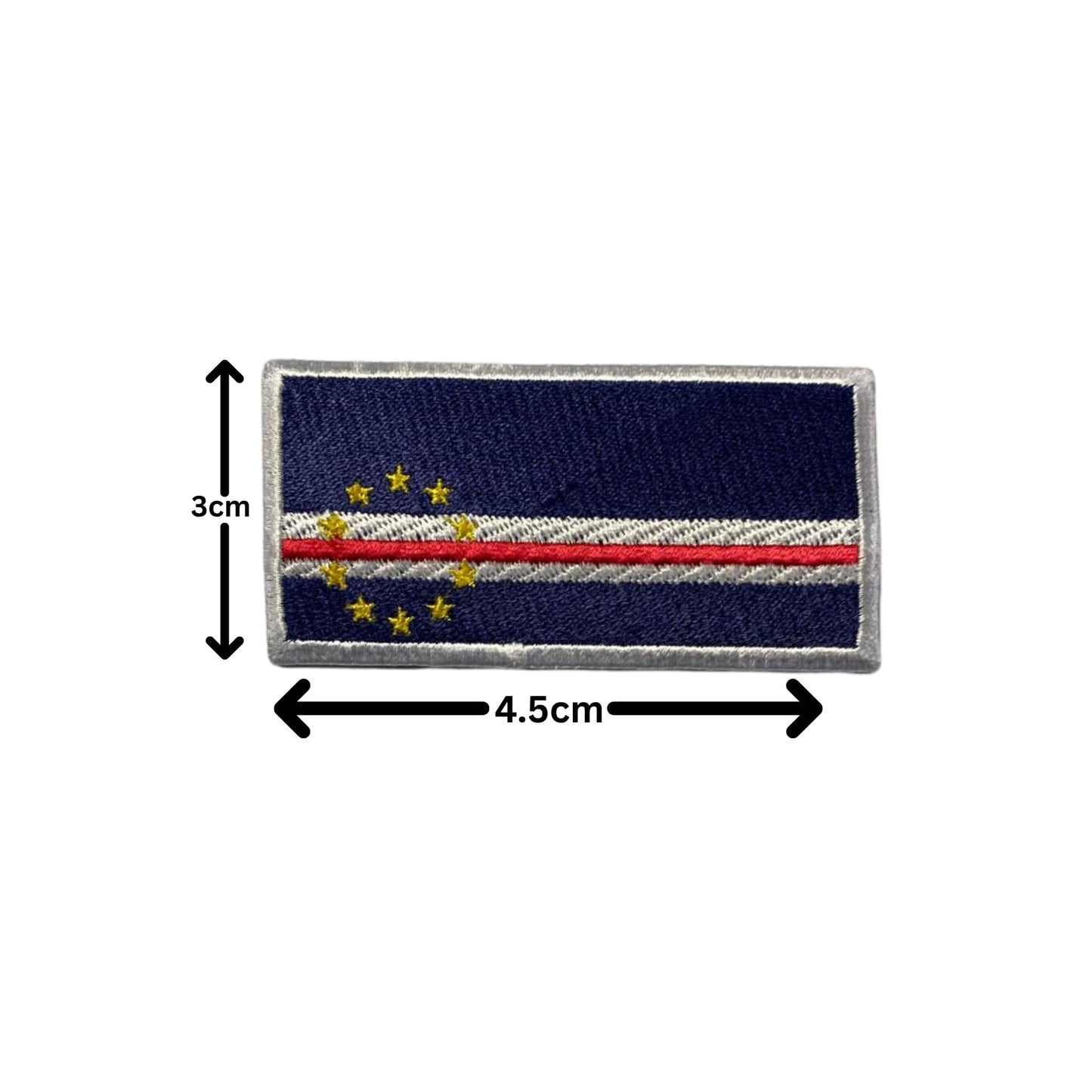 Cape Verde Flag Embroidered Patches, Iron-On/Sew-On Applique, Shield, Round, Heart and Rectangle Flag Badges for Jackets, Bags, Uniforms, Various Sizes