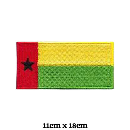Guinea-Bissau Flag Embroidered Patch Set, Iron-On or Sew-On Applique Badges, Rectangle Shield Round Heart Shapes, for Jackets, Backpacks, Hats, Uniforms and Various Sizes