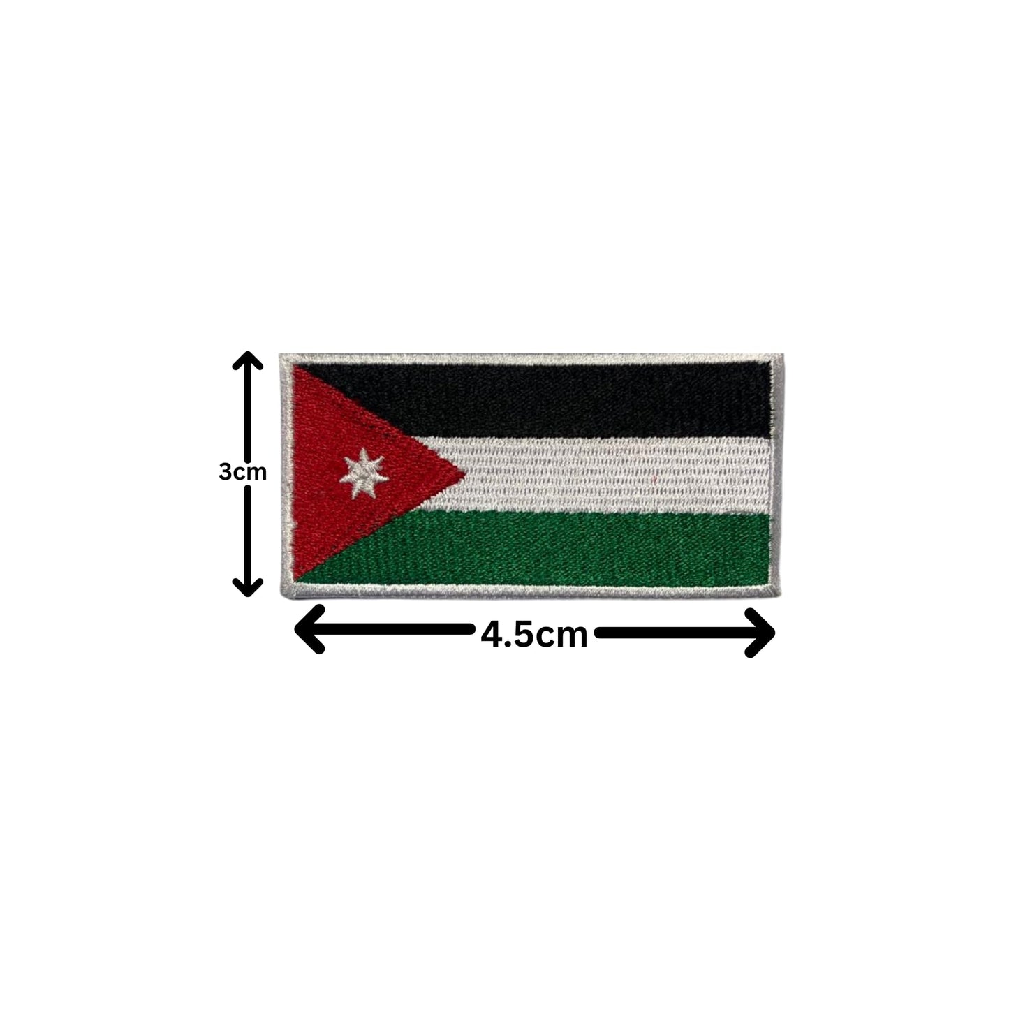 Jordan Flag Embroidered Patches, Iron-On/Sew-On Applique, Shield, Round, Heart and Rectangle Flag Badges for Jackets, Bags, Uniforms, Various Sizes