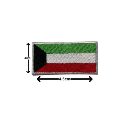 Kuwait Flag Embroidered Patch Set, Iron-On or Sew-On Applique Badges, Rectangle Shield Round Heart Shapes, for Jackets, Backpacks, Hats, Uniforms and Various Sizes
