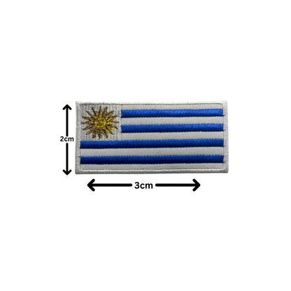 Uruguay Flag Embroidered Patches, Iron-On/Sew-On Applique, Shield, Round, Heart and Rectangle Flag Badges for Jackets, Bags, Uniforms, Various Sizes