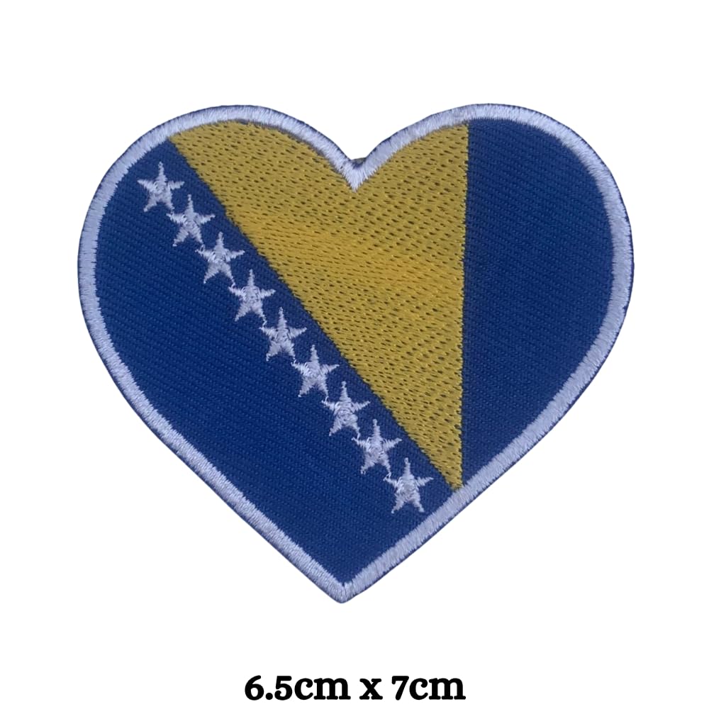 BeBuz Bosnia Flag Embroidered Patch – Iron On or Sew On Bosnian Badge – Choose Your Shape & Size – Rectangle, Shield, Round, Heart – Bosnia and Herzegovina Patch for Jacket, Backpack, Hat, Clothing