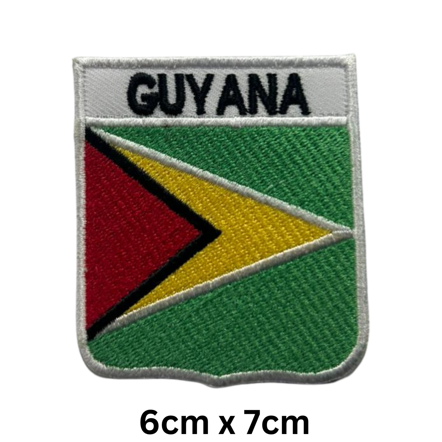 Shield Flag with Name Patch – Embroidered Iron On / Sew On Shield Shaped National Flag Badge with Country Name | All Countries | Badge for Jacket, Biker Vest, Backpack, Uniform (A-J)