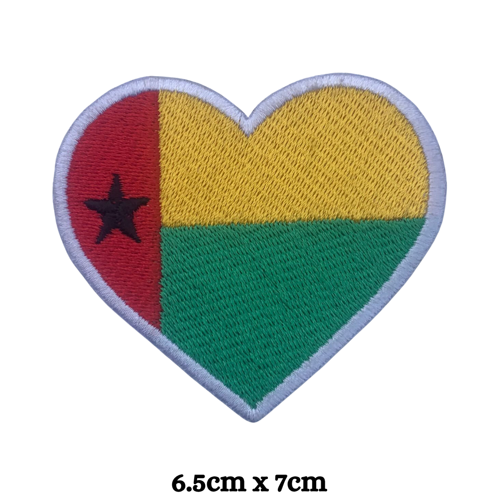 Country Heart Flag Patch – Embroidered Iron On / Sew On Heart Shaped National Flag Badge | All Countries Available | Jackets, Bags, Hats – Gift for Heritage, Travel & Flag Lovers (A-J)