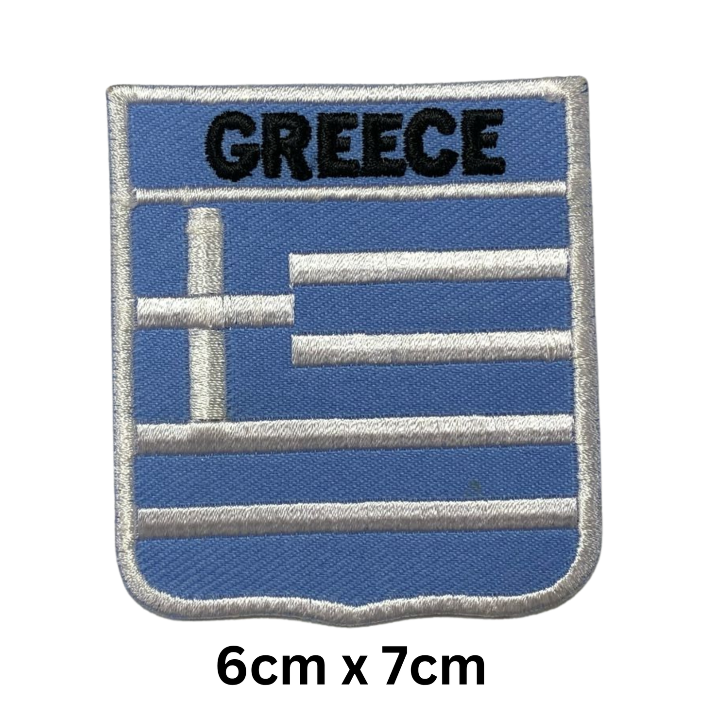 Shield Flag with Name Patch – Embroidered Iron On / Sew On Shield Shaped National Flag Badge with Country Name | All Countries | Badge for Jacket, Biker Vest, Backpack, Uniform (A-J)