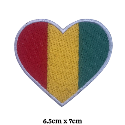 Country Heart Flag Patch – Embroidered Iron On / Sew On Heart Shaped National Flag Badge | All Countries Available | Jackets, Bags, Hats – Gift for Heritage, Travel & Flag Lovers (A-J)