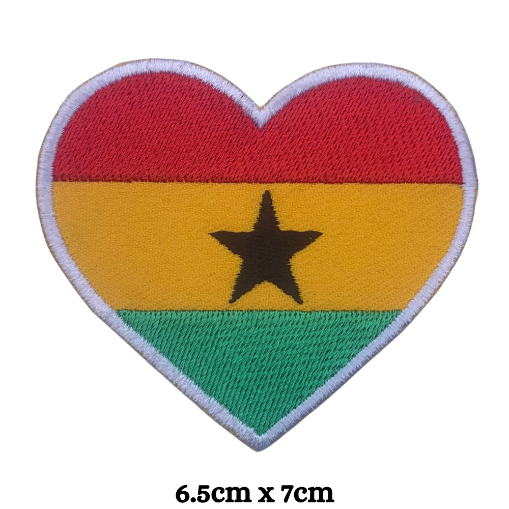 Country Heart Flag Patch – Embroidered Iron On / Sew On Heart Shaped National Flag Badge | All Countries Available | Jackets, Bags, Hats – Gift for Heritage, Travel & Flag Lovers (A-J)