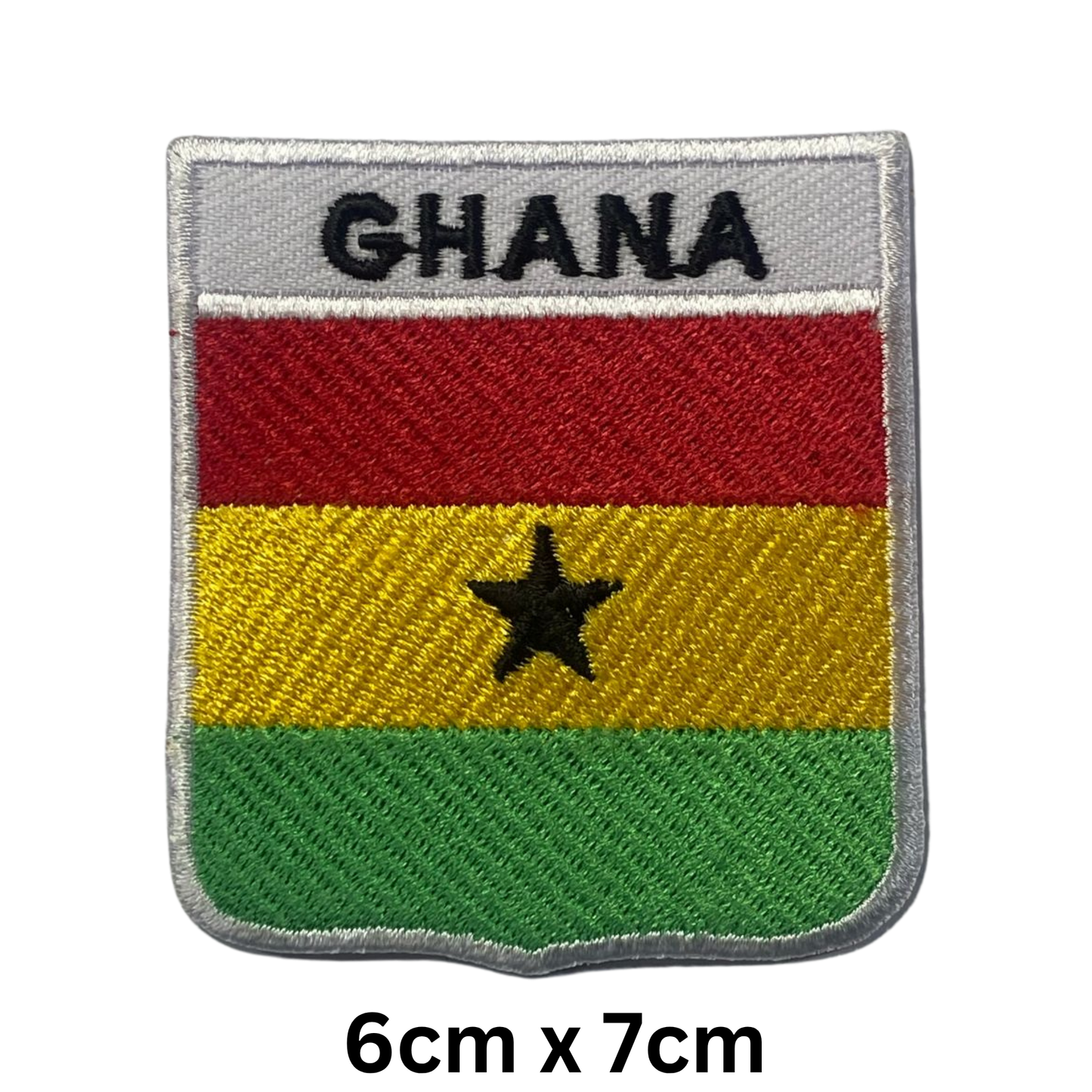 Shield Flag with Name Patch – Embroidered Iron On / Sew On Shield Shaped National Flag Badge with Country Name | All Countries | Badge for Jacket, Biker Vest, Backpack, Uniform (A-J)